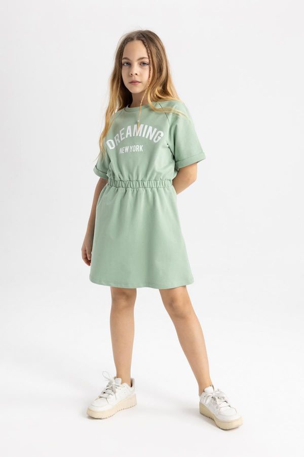 DEFACTO DEFACTO Girls Printed Short Sleeve Sweat Dress