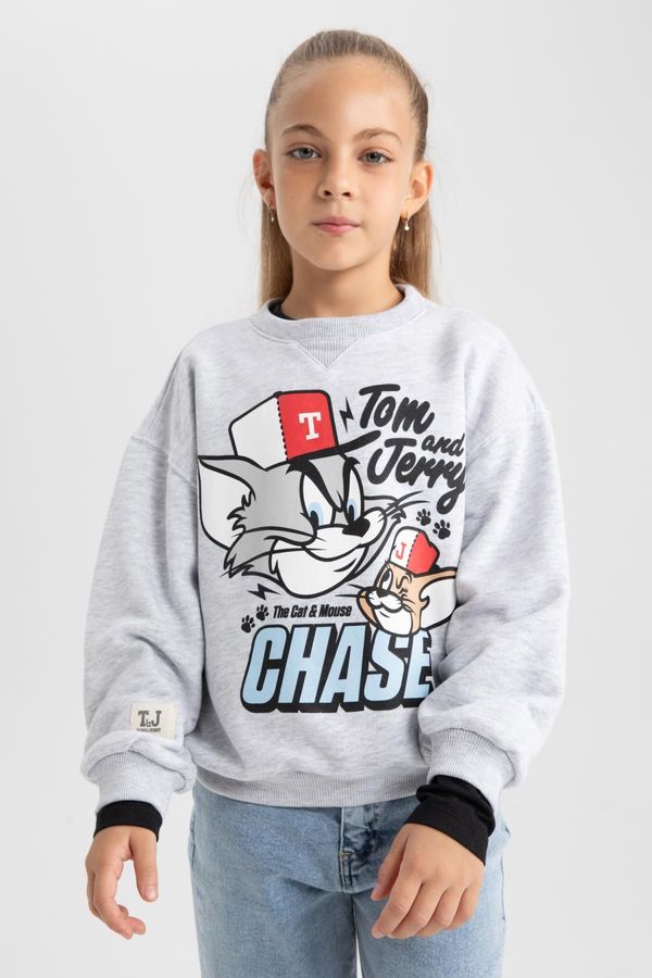 DEFACTO DEFACTO Girls Tom & Jerry Regular Fit Crew Neck Sweatshirt