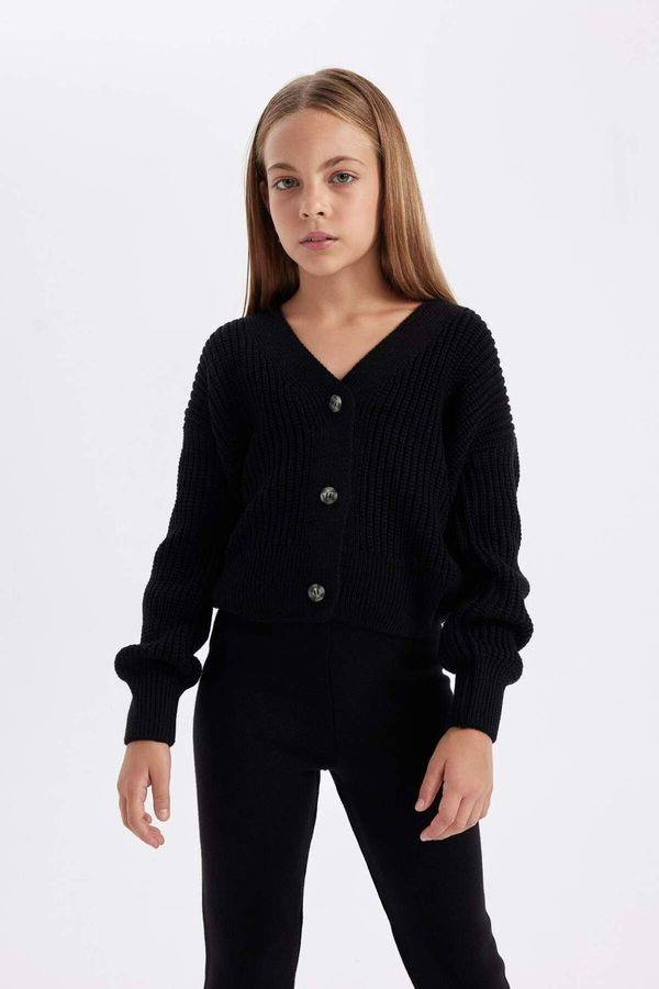 DEFACTO DEFACTO Girl's V-Neck Cardigan