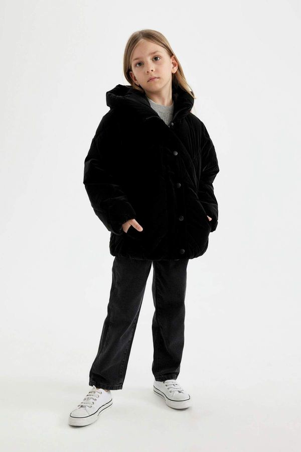 DEFACTO DEFACTO Girl's Water Repellent Hooded Puffer Jacket