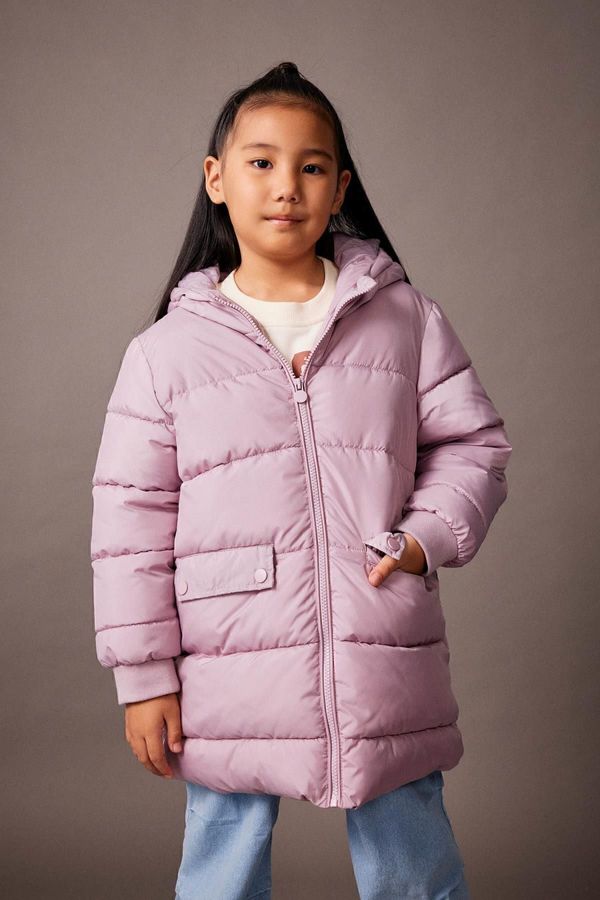 DEFACTO DEFACTO Girl's Water Repellent Hooded Puffer Jacket