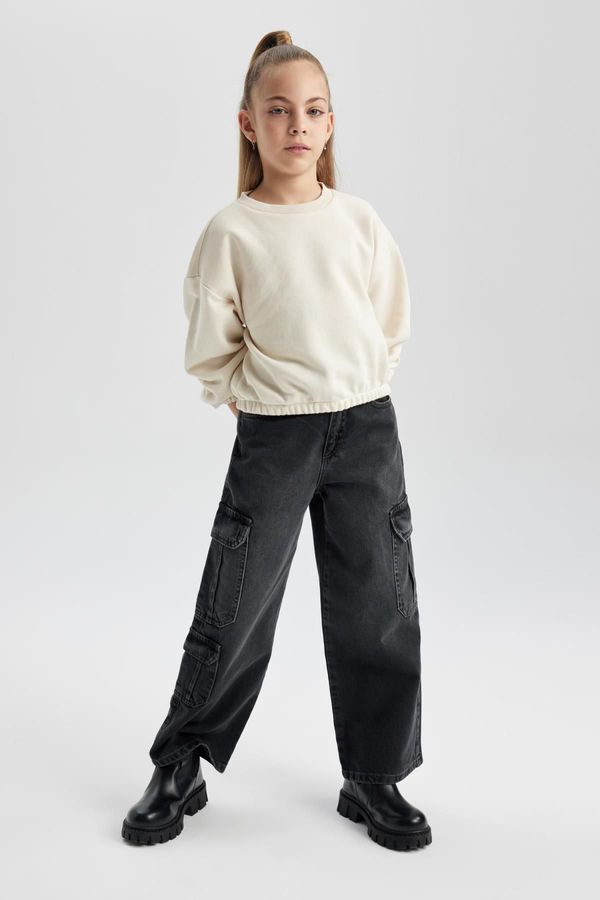 DEFACTO DEFACTO Girl's Wide Leg Cargo Wide Leg Jean Trousers