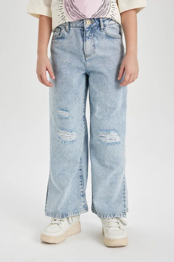 DEFACTO DEFACTO Girls Wide Leg Ripped Detail Wide Leg Jeans