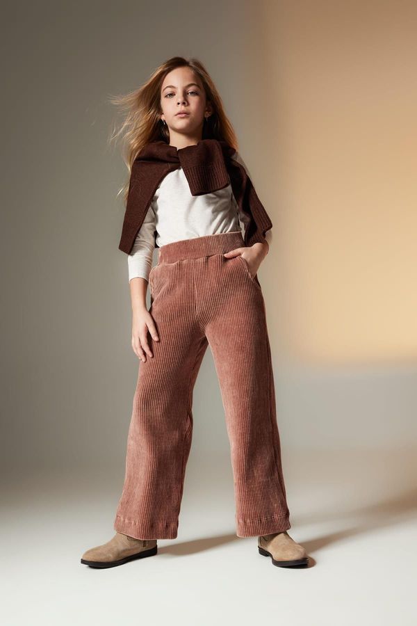 DEFACTO DEFACTO Girls Wide Leg Velvet Sweatpants