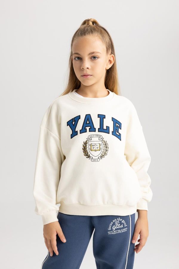 DEFACTO DEFACTO Girl's Yale University Relax Fit Crew Neck Sweatshirt