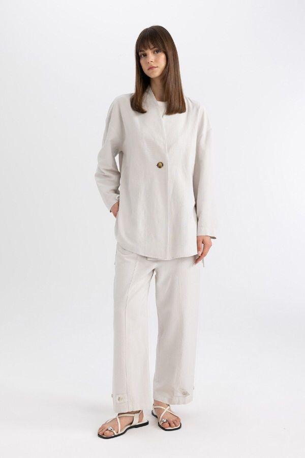 DEFACTO DEFACTO Harem Linen Blended Trousers