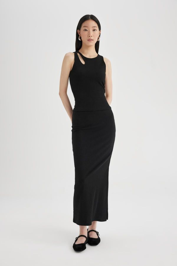 DEFACTO DEFACTO High Waist Combed Cotton Lining Ribbed Camisole Midi Skirt