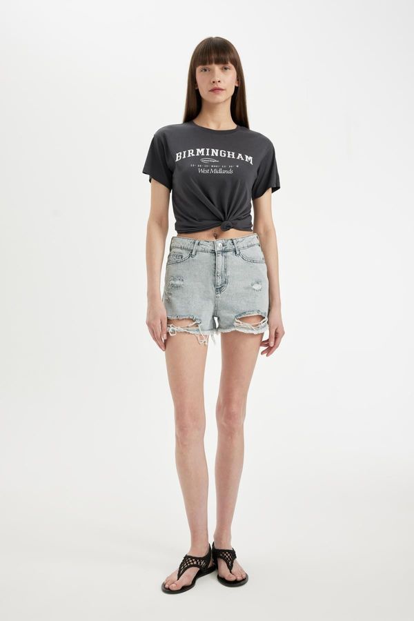 DEFACTO DEFACTO High Waist Cut-Out Jean Shorts