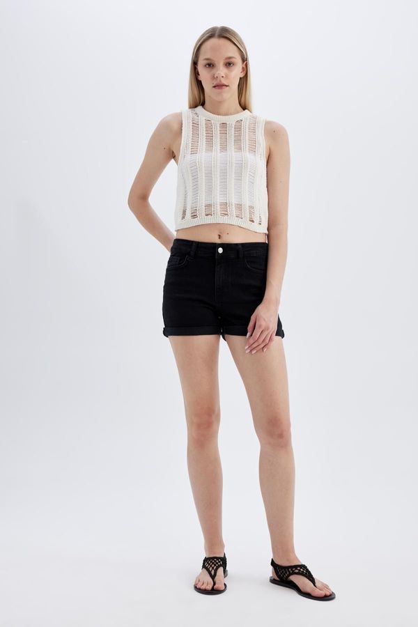 DEFACTO DEFACTO High Waist Fold-Ankle Jean Shorts