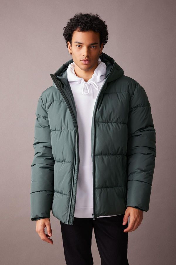 DEFACTO DEFACTO Hooded Puffer Jacket Zippered Double Pocket