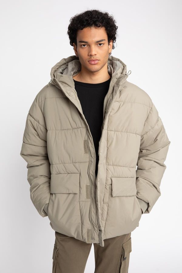 DEFACTO DEFACTO Hooded Zippered Double Pocket Puffer Jacket