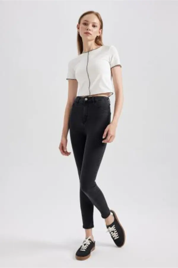 DEFACTO DEFACTO Jegging High Waist Skinny Leg Pocket Ankle Length Basic Straight Jeans