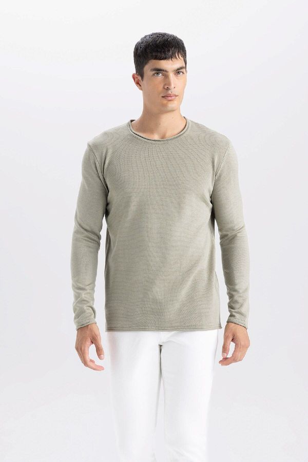 DEFACTO DEFACTO Khaki Relax Fit Comfortable Cut Crew Neck Basic Knitwear Sweater