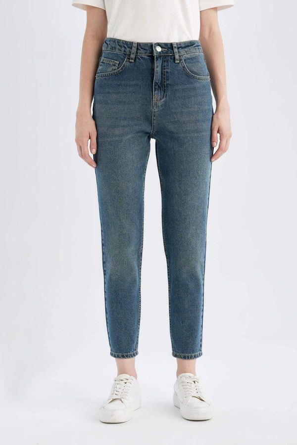 DEFACTO DEFACTO Lina Mom Fit High Waist Relaxed Fit Light Skinny Leg Ankle Length Jean Washed Trousers