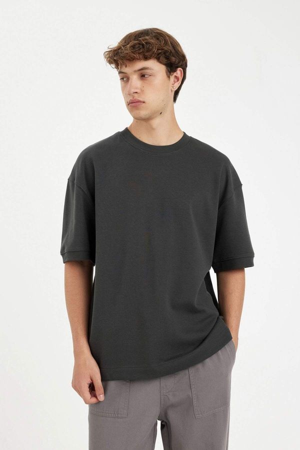 DEFACTO DEFACTO Loose Fit Crew Neck Heavy Fabric Short Sleeve Basic T-Shirt