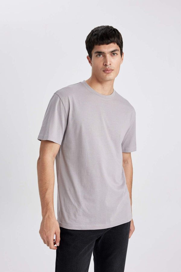 DEFACTO DEFACTO Men's Gray New Regular Fit Regular Cut Crew Neck Cotton Short Sleeve Basic T-Shirt