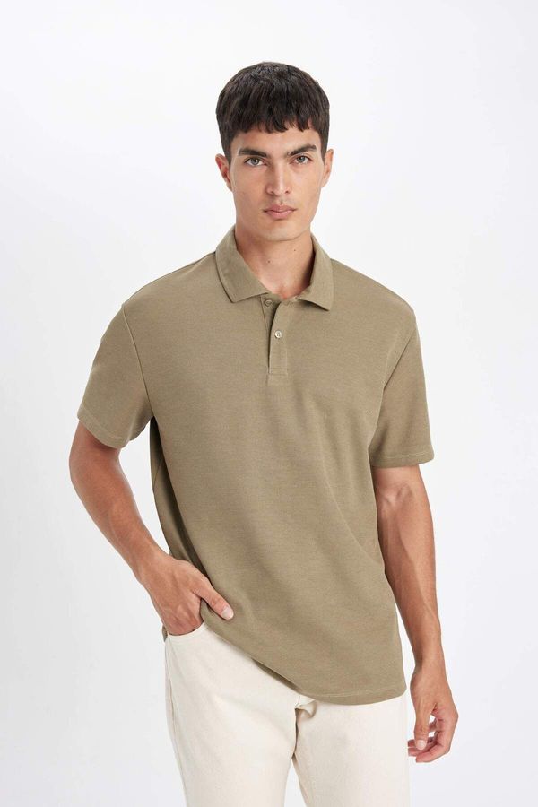 DEFACTO DEFACTO Men's Khaki New Regular Fit Regular Cut Polo Collar Short Sleeve Polo T-Shirt