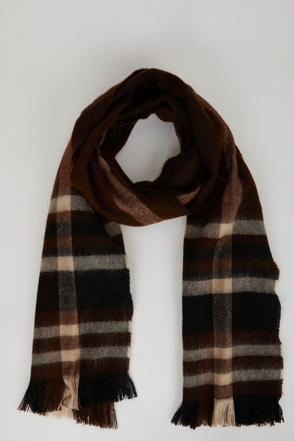 DEFACTO DEFACTO Men's Plaid Woven Scarf