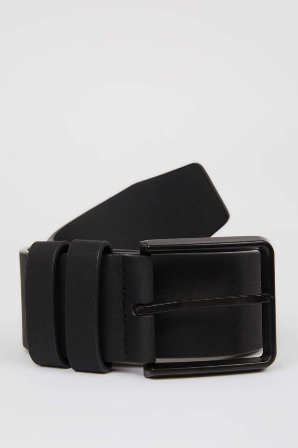 DEFACTO DEFACTO Men's Rectangular Buckle Faux Leather Casual Belt