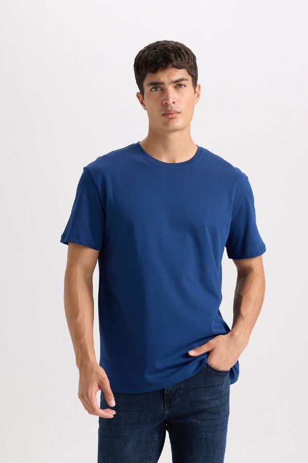 DEFACTO DEFACTO New Regular Fit Crew Neck Basic Plain Short Sleeve T-Shirt