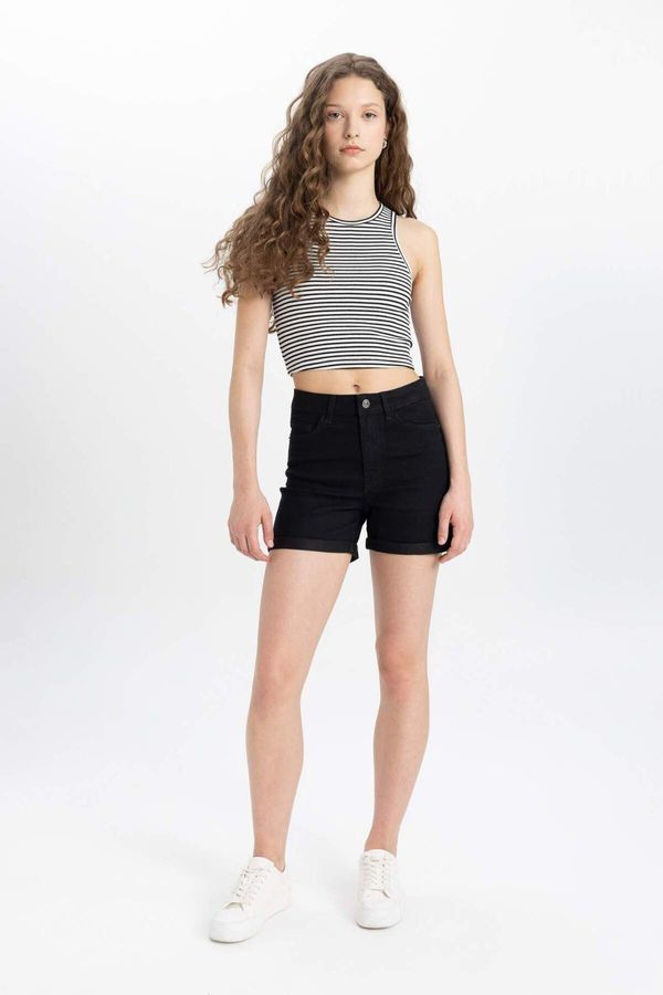 DEFACTO DEFACTO Normal Waist Folded Leg Jean Shorts