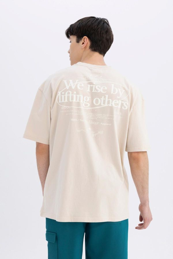 DEFACTO DEFACTO Oversize Fit Crew Neck Back Printed Short Sleeve T-Shirt