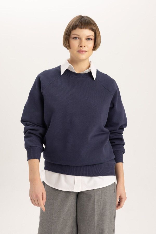 DEFACTO DEFACTO Oversize Fit Crew Neck Thick Basic Sweatshirt