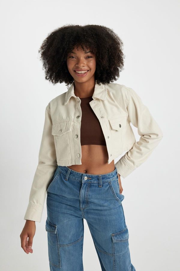 DEFACTO DEFACTO Oversize Fit Crop Gabardine Shirt Jacket