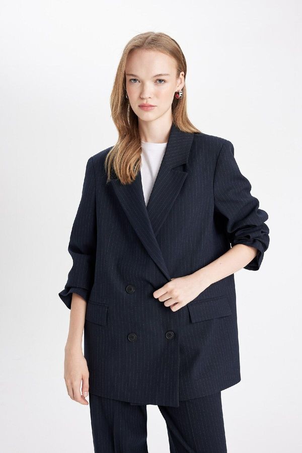 DEFACTO DEFACTO Oversize Fit Jacket Collar Taffeta Blazer Jacket