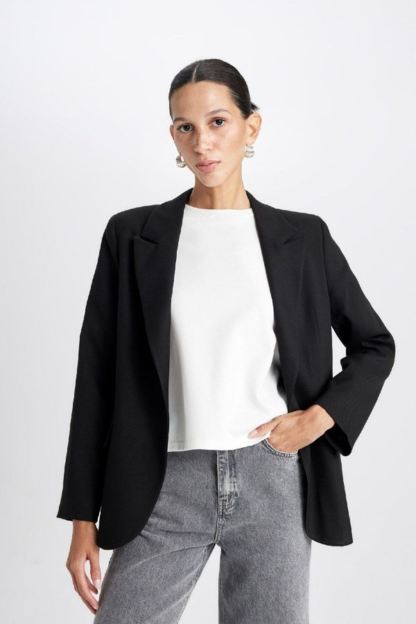 DEFACTO DEFACTO Oversize Fit Wide Mold Basic Plain Blazer Jacket