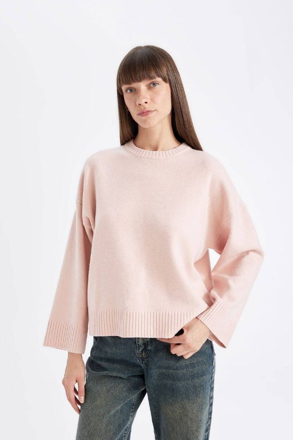 DEFACTO DEFACTO Oversize Fit Wide Mold Crew Neck Basic Plain Sweater