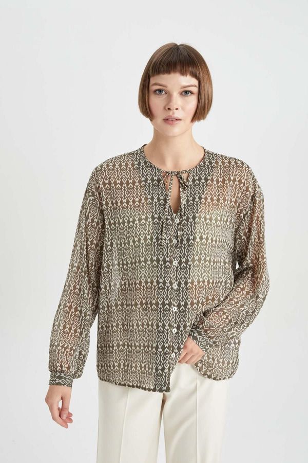 DEFACTO DEFACTO Oversize Patterned Long Sleeve Blouse