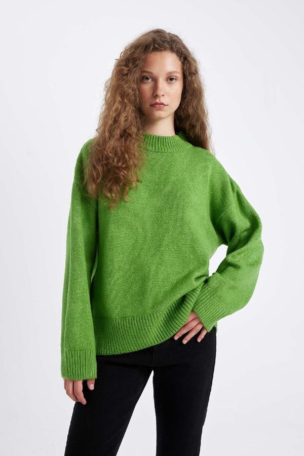 DEFACTO DEFACTO Oversize Wide Pattern Half Turtleneck Long Knitted Sweater