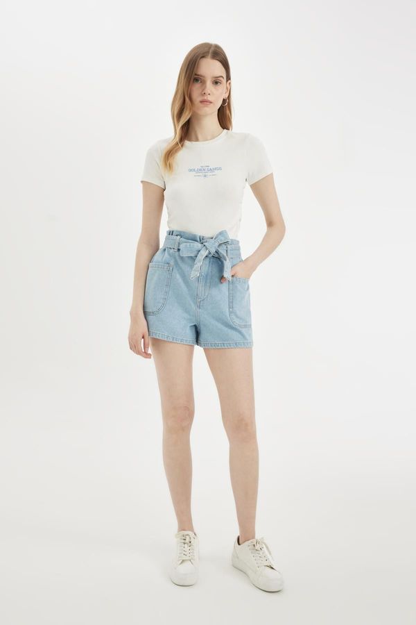 DEFACTO DEFACTO Paperbag High Waist Jean Shorts