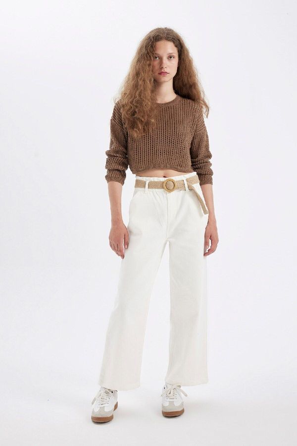 DEFACTO DEFACTO Paperbag Pocket High Waist Double Leg Gabardine Trousers