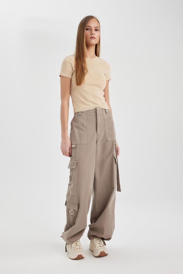 DEFACTO DEFACTO Parachute Cargo Pocket High Waist Standard Size Gabardine Trousers