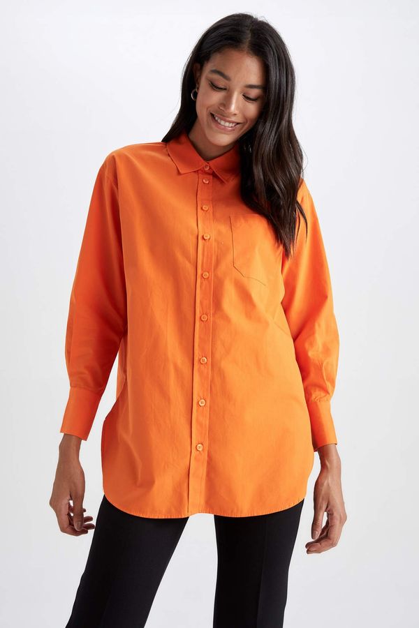 DEFACTO DEFACTO Poplin Relax Fit Shirt Collar Long Sleeve Tunic