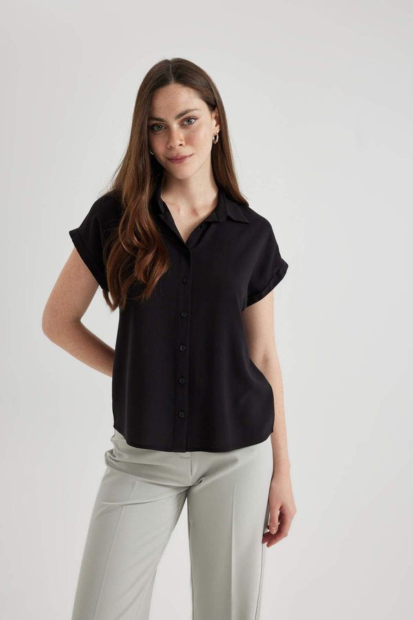 DEFACTO DEFACTO Regular Fit Basic Short Sleeve Viscose Shirt