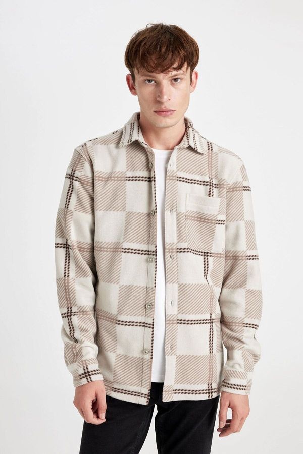 DEFACTO DEFACTO Regular Fit Checked Fleece Long Sleeve Shirt