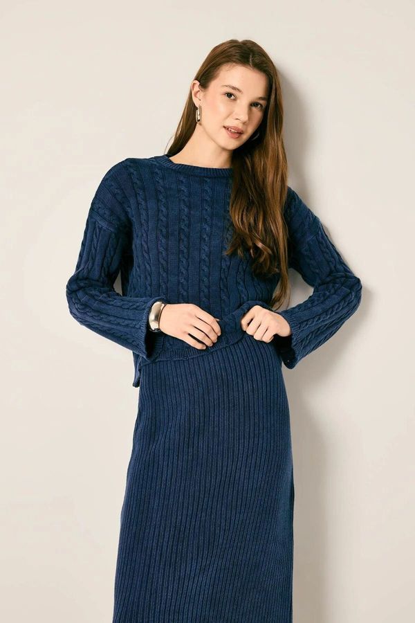 DEFACTO DEFACTO Regular Fit Cotton Knitted Patterned Knitwear Sweater Tunic