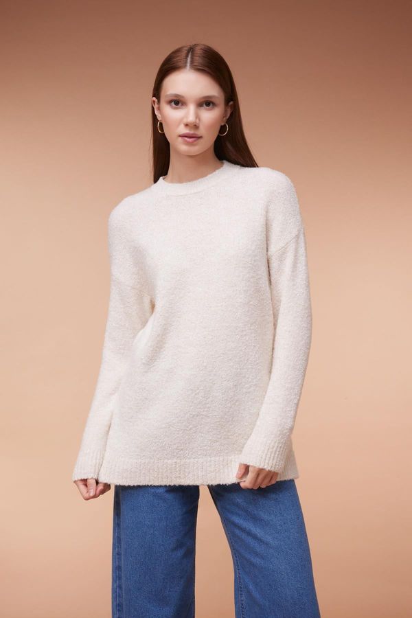 DEFACTO DEFACTO Regular Fit Crew Neck Basic Plain Knitwear Sweater Tunic