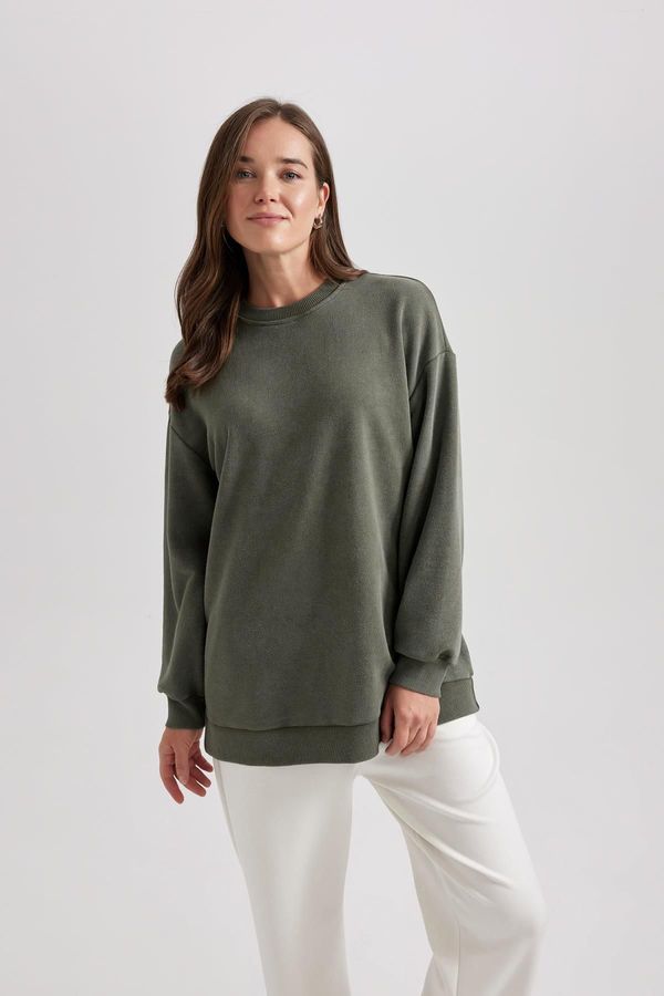 DEFACTO DEFACTO Regular Fit Crew Neck Basic Plain Sweatshirt Tunic