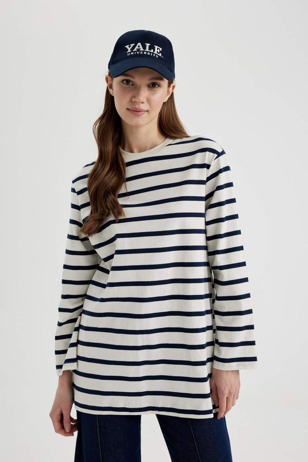 DEFACTO DEFACTO Regular Fit Crew Neck Striped Long Sleeve Tunic