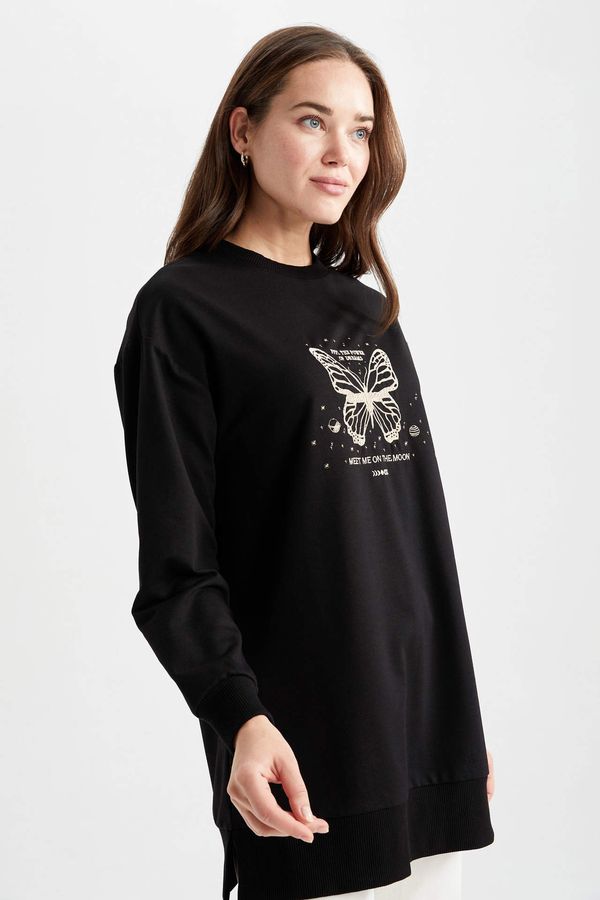 DEFACTO DEFACTO Regular Fit Crew Neck Sweatshirt Tunic