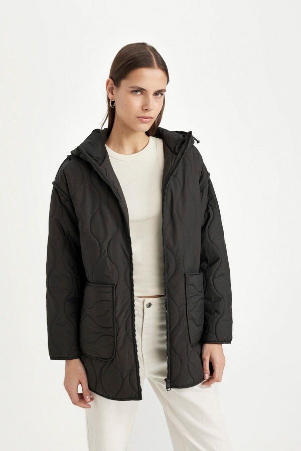 DEFACTO DEFACTO Regular Fit Hooded Quilted Thin Parka Coat