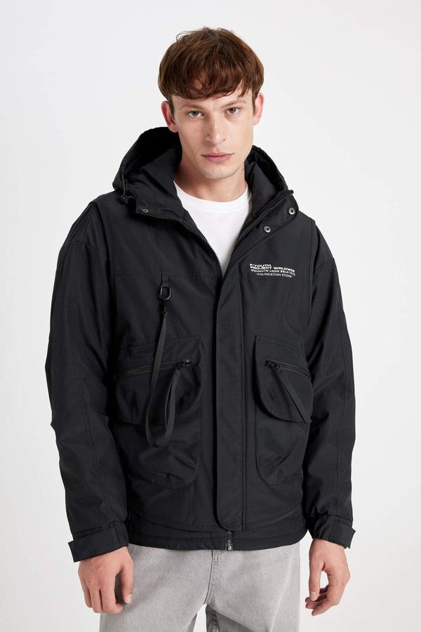 DEFACTO DEFACTO Regular Fit Hooded Zippered Snap Pocket Jacket