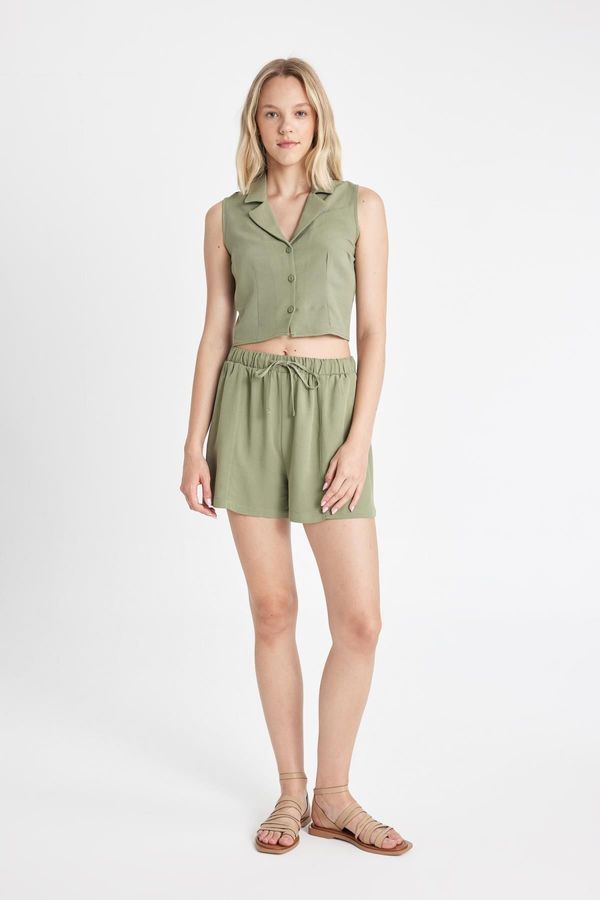 DEFACTO DEFACTO Regular Fit Normal Waist Linen Blend Shorts