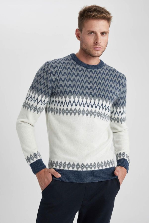 DEFACTO DEFACTO Regular Fit Patterned Crew Neck Sweater