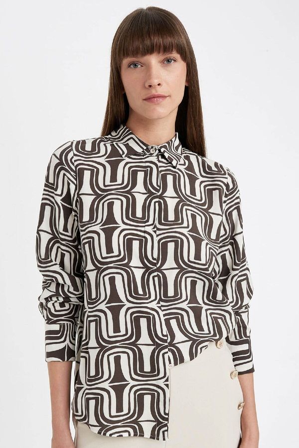 DEFACTO DEFACTO Regular Fit Patterned Long Sleeve Shirt