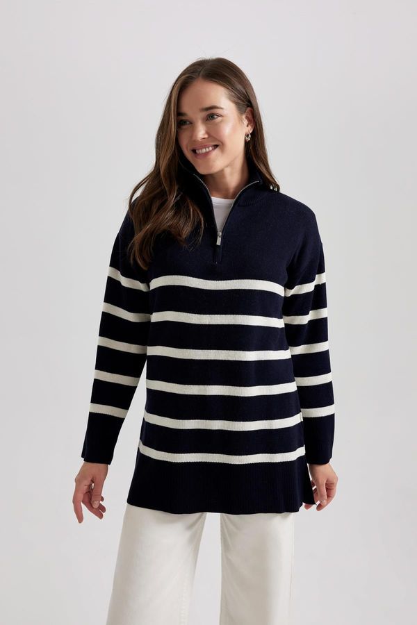 DEFACTO DEFACTO Regular Fit Polo Neck Striped Tunic